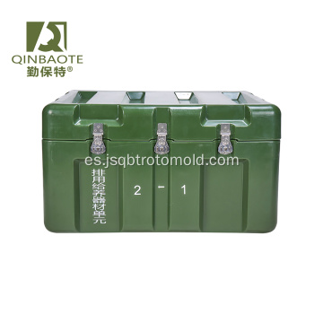 Estuches rígidos para equipos militares que envían instrumentos electrónicos, armas o estaciones de trabajo.